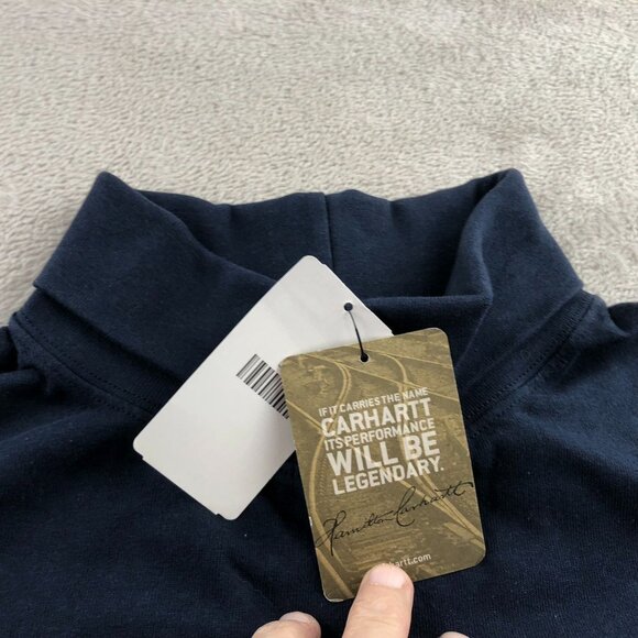 NWT Carhartt Mens Work Polo Shirt Medium Long Sleeve Navy Relaxed Classic Casual - Picture 7 of 13